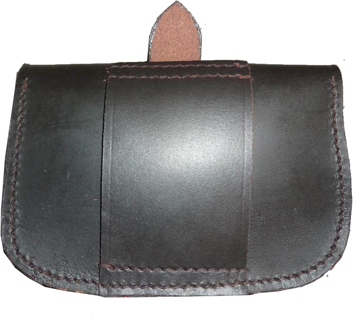 WWII British Army Sam Browne Leather Ammo Pouch for Belt Dark Brown image number 4