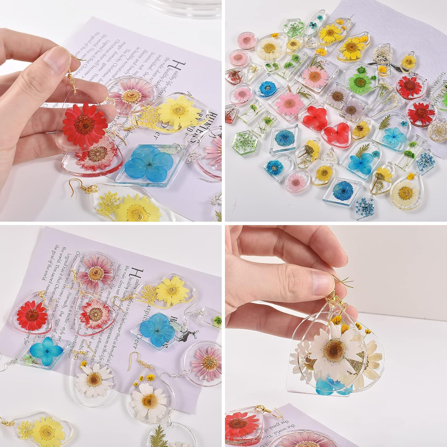 Nifocc Pack of 3 Jewellery Epoxy Resin Moulds Pendant Necklace Earrings Silicone Moulds Teardrop Diamond Hexagon Jewellery Casting Resin Moulds Casting Mould Crystal Casting Mould for DIY Crafts image number 6