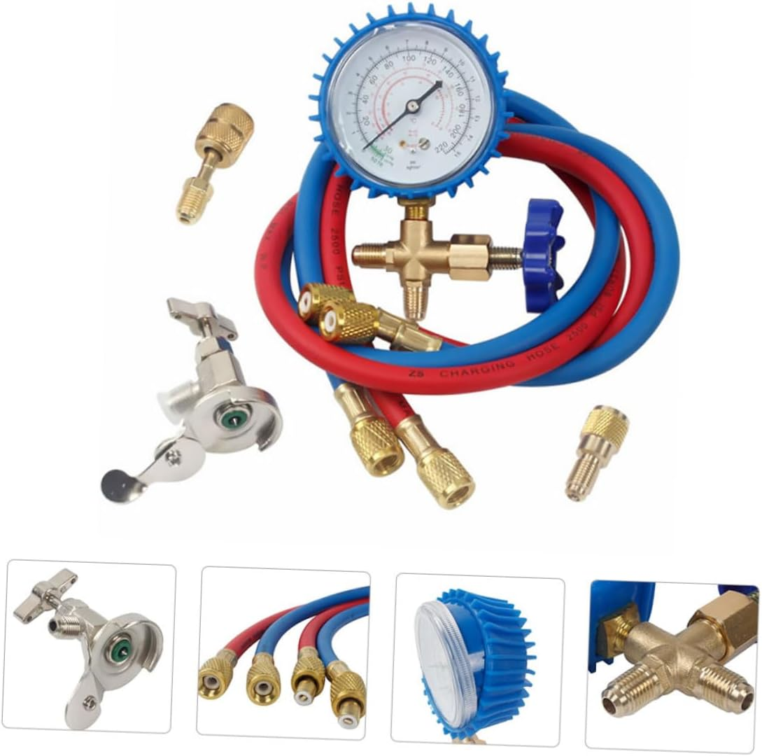 WOFASHPURET Automotive Air Conditioner Refrigerant Pressure Gauge Set with Silicone Hoses, Comprehensive Hvac Service Tool for Car Ac Refrigeration System Maintenance and Charging Random Color image number 4