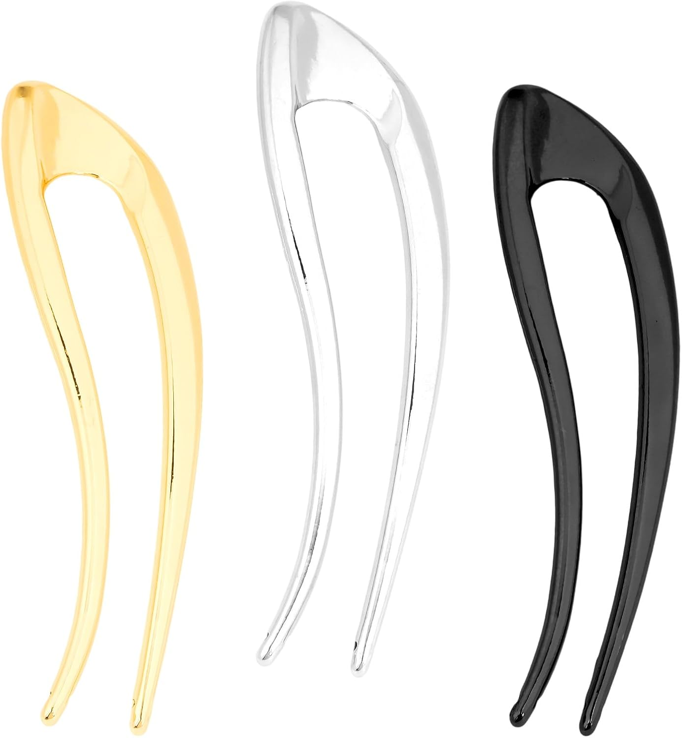 Srotmirw Alloy Hair Pins, Pack of 3 U-Shaped French Pin in Hair Accessories for Women and Girls in Daily Clothing image number 2