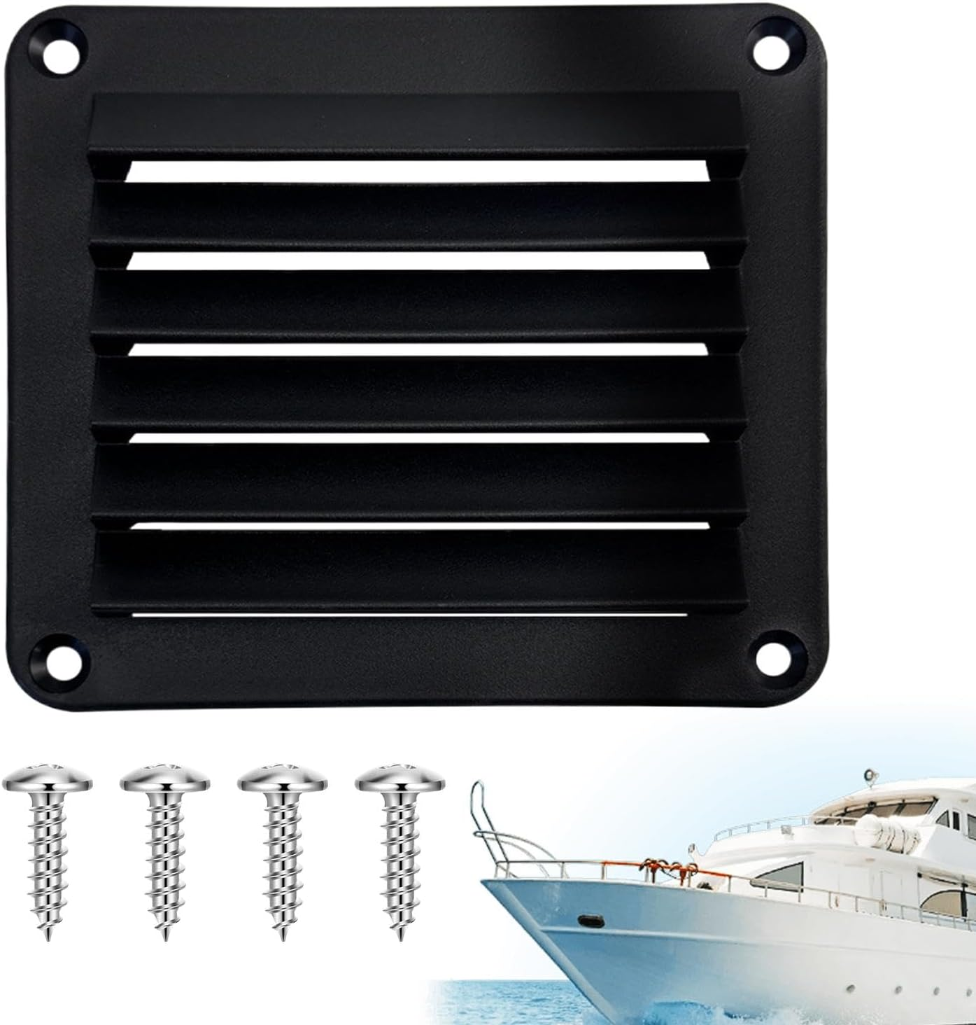 Louvered Boat Vents, Outlet Grille Ventilation, Square Air Vent for Boats, Nylon, Optimal Heat Dissipation for Marine Uses and Caravans