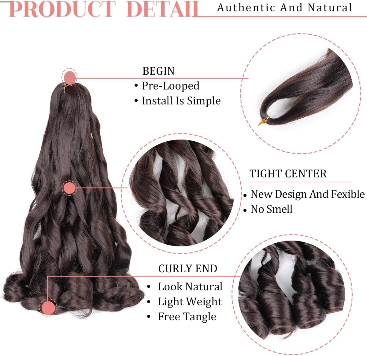 Luoyudu French Curly Braiding Hair,#4 Brown Synthetic Bouncy Braiding Hair Extensions 75G/Pack Crochet Hair Extensions 24Inch 8Pack French Curl Braiding Hair Extensions image number 1