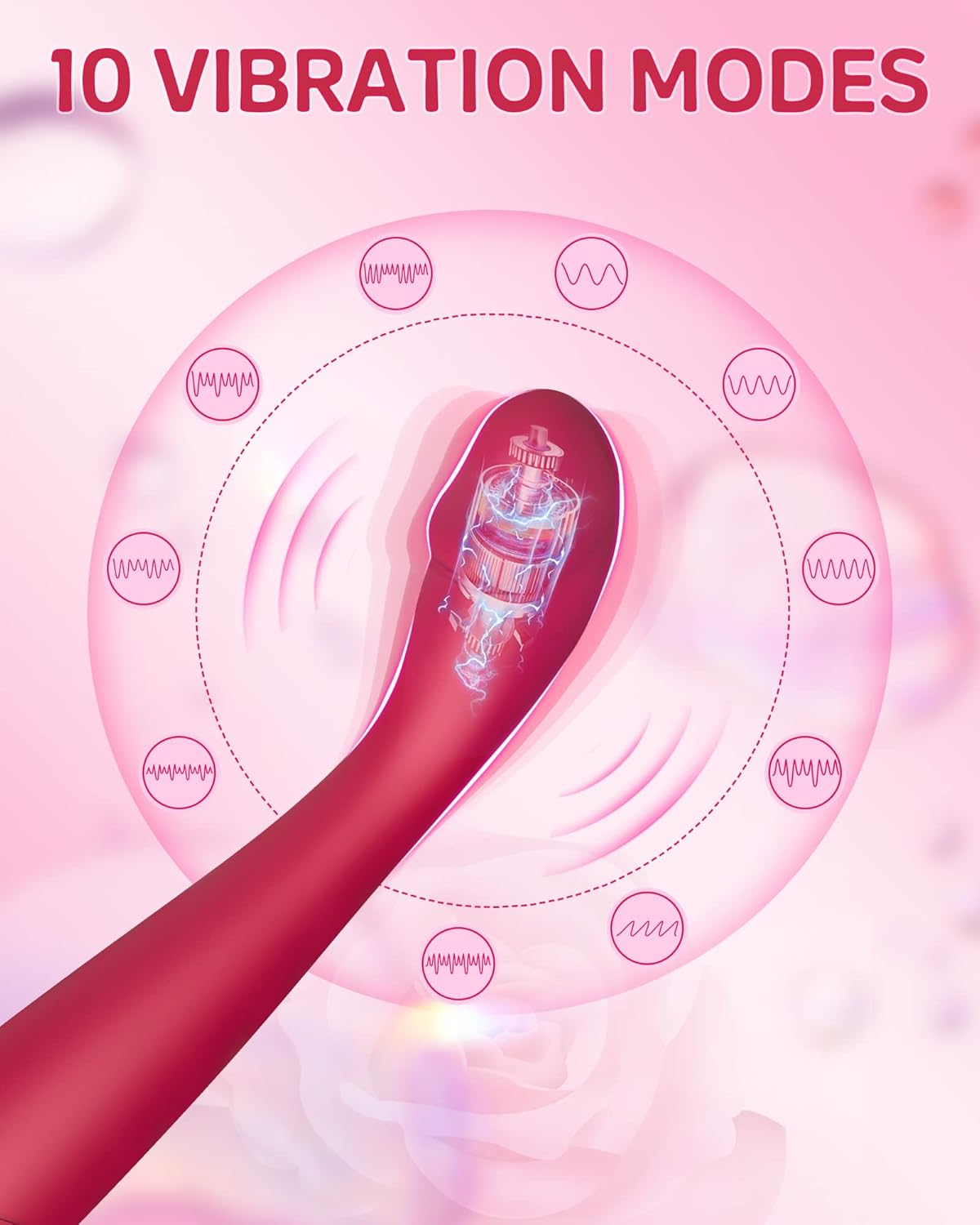 G Spot Vibrator Powerful Dildo - with 10 Vibration Modes & Heating Function, Bukinler Vibrating Personal Massager for Clitoris Vagina and Anal Stimulation, Clitoral Vibrator Adult Female Sex Toys & Game (Red) image number 3