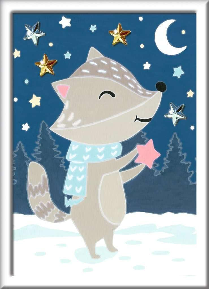 Ravensburger Malen Nach Zahlen 28778 - Gute Nacht, Kleiner Dachs! - Kinder Ab 7 Jahren: Mit Glitzersteinen Zum Verzieren! image number 3