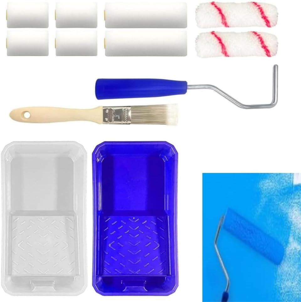 DACUAN Paint Roller Kit for Walls and Trim &ndash; 12-Piece Small Roller Set with 4&rdquo; and 2.2&rdquo; Foam and Polyester Paint Rollers, Paint Tray with Liner, Brush for Walls, Ceilings image number 4