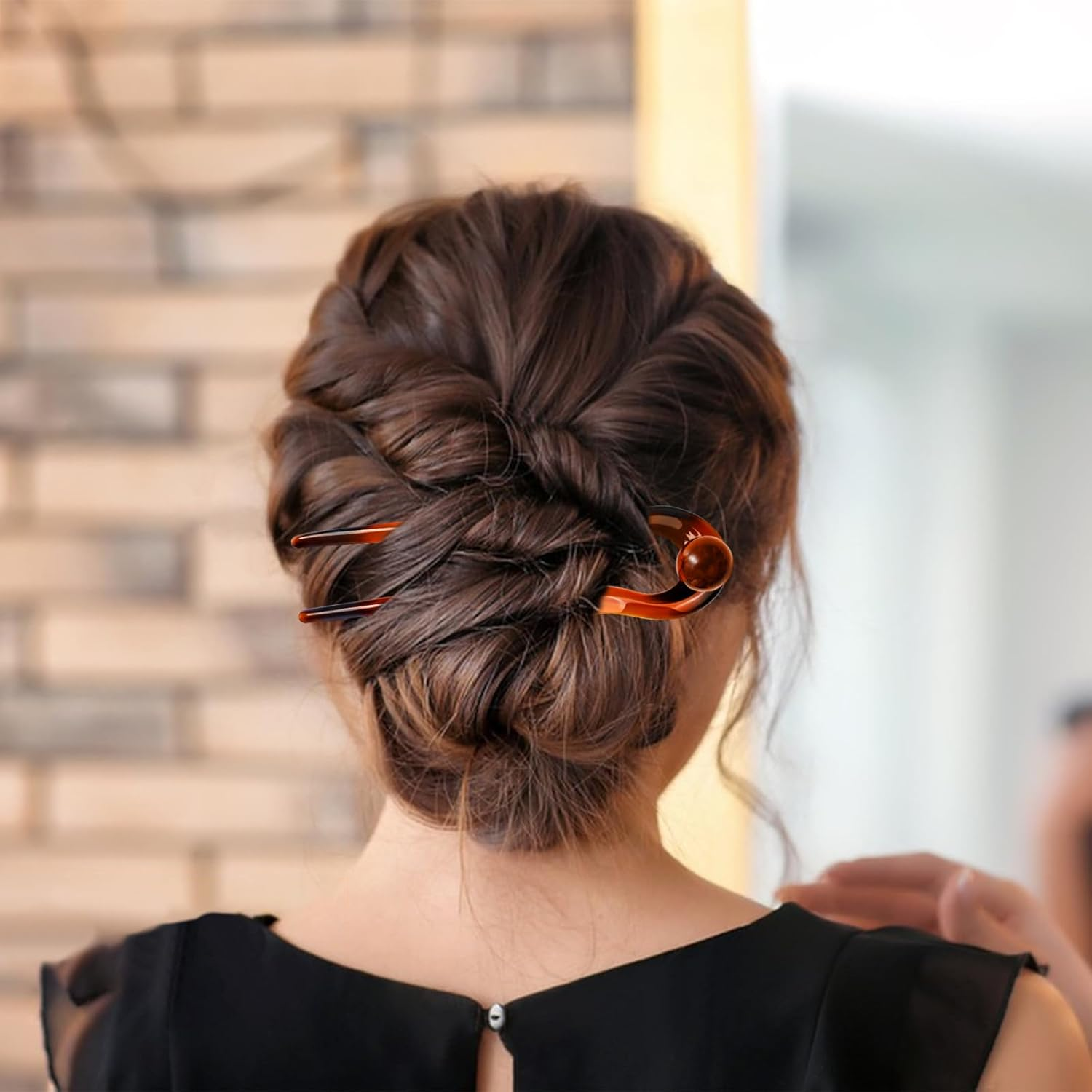 VEQENIFY Pack of 2 U Shaped Hair Pins, French Hair Pins, Large Hair Pins, French Twist Hair Pin, French Hair Pin Hair Pin Hair Pin Hair for Women, Hair Clips, Girls Hairstyle Accessories image number 5