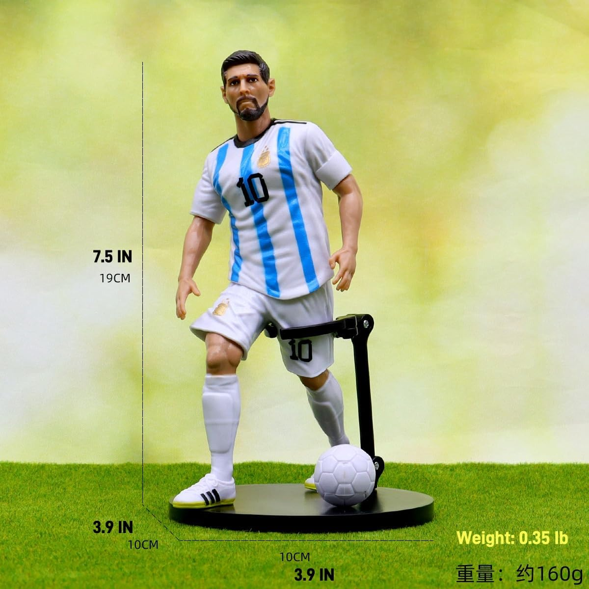 Lionel Messi Action Figure, Super Football Star Classic NO.10 Figure, Great for Office&Desk, 7.5&rdquo; H X 3.9&rdquo; W X 3.9&rdquo; D image number 1