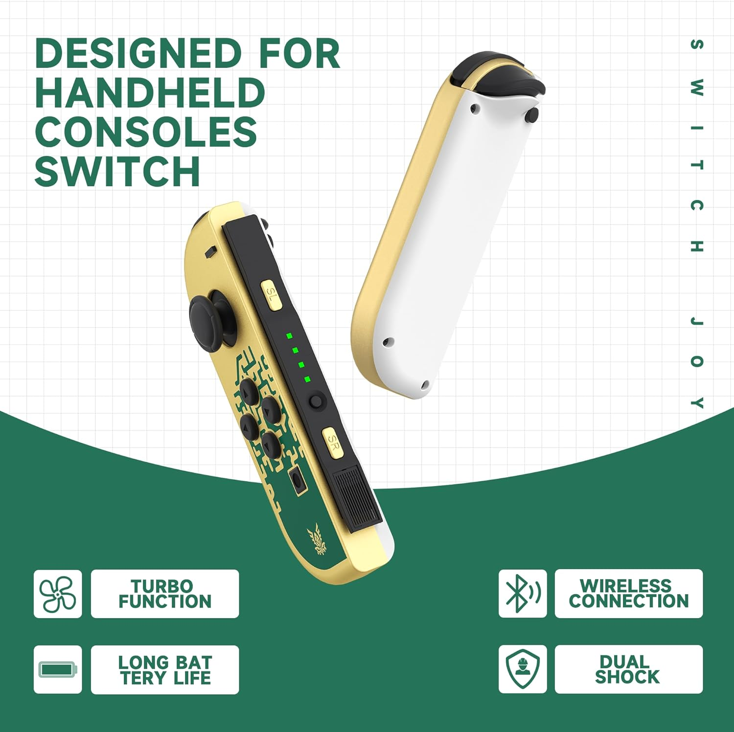 YKASEK Joy Cons for Switch Controllers, Wireless Replacement Joycons, Left and Right Controllers Joycon Support Sports Dual Vibration/Wake-Up/Motion Control (Gold image number 4