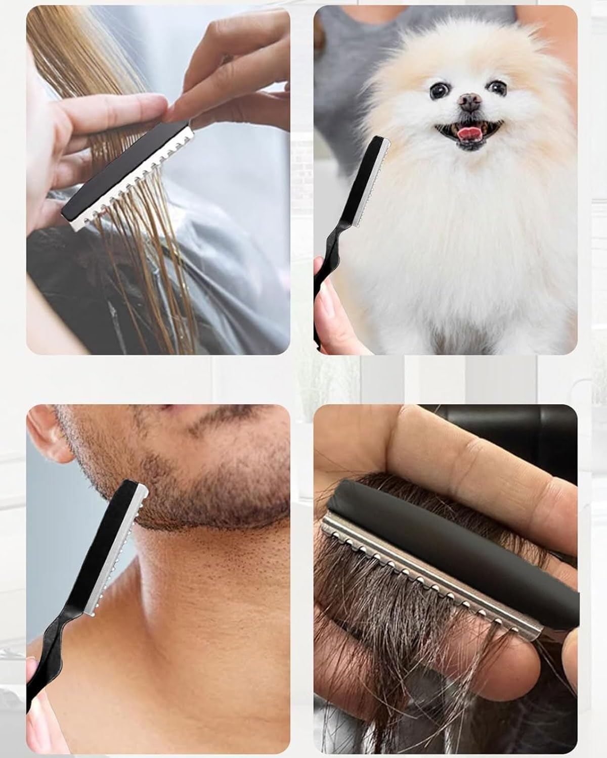 WUNZILO 11-Piece Set Hair Styling Razor Hair Thinning Comb Hair Texturing Cutting Razor Comb with Replacement Stainless Steel Razors for Home Use in Salon