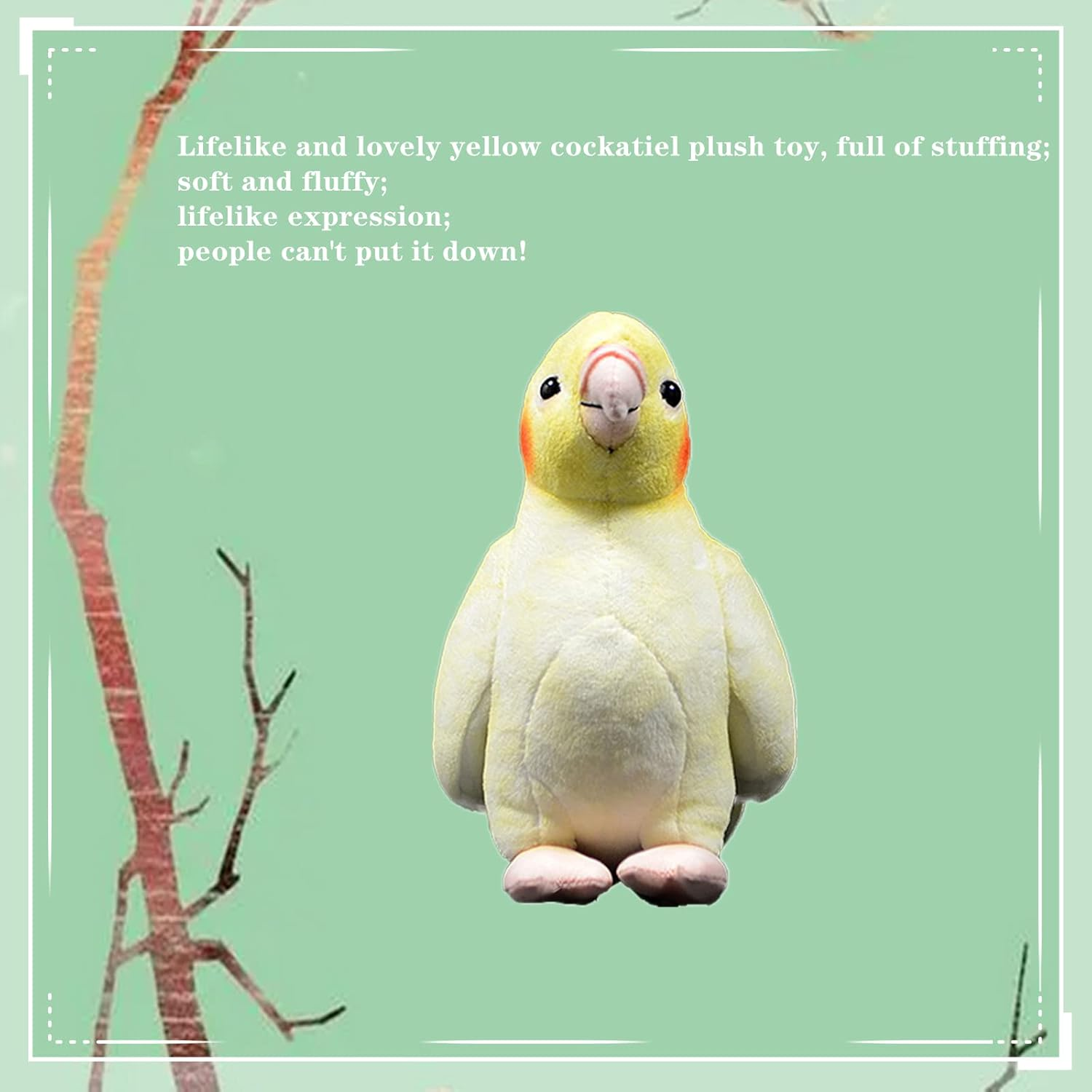 Cockatiel Plush Toy, Yellow 7 Inch Super Soft Realistic Realistic Parrot Plush Stuffed Animal Cute Kids Birthday Ornament Collection Use for All Ages and Occasions image number 1