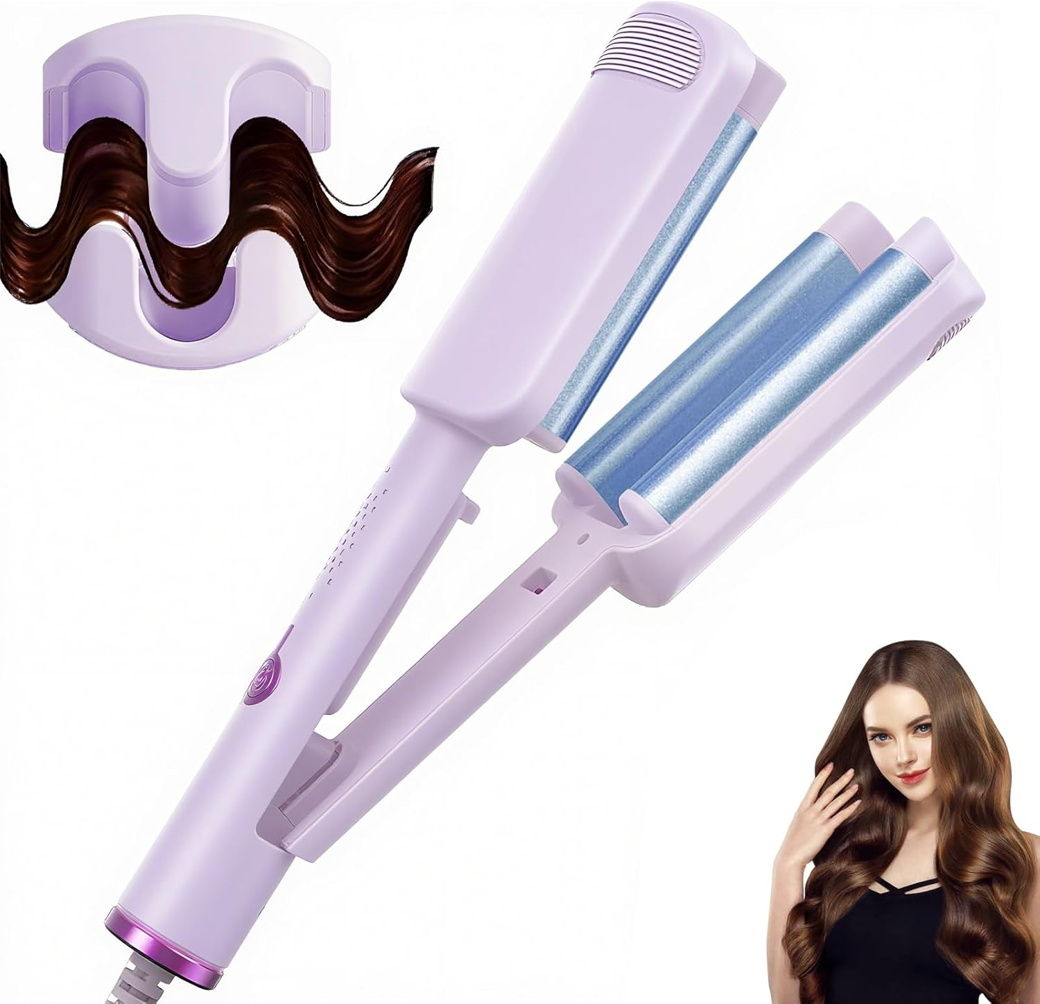 32 Mm Wave Iron for Hair, Curling Iron, Large Curls, Beach Waves Curling Iron, Decorative Home, Waves Curling Irons, Adjustable Temperature (160 &deg;C - 220 &deg;C), Birthday Gifts for Girls image number 5