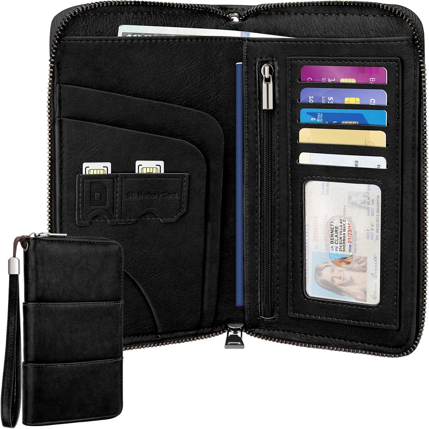 Family Passport Holder Wallet with Zipper, RFID Blocking Travel Document Organizer, PU Leather Passport Wallet for Women Men, Passport Cover Travel Wallet for Boarding Pass, ID, Money, Tickets, Light