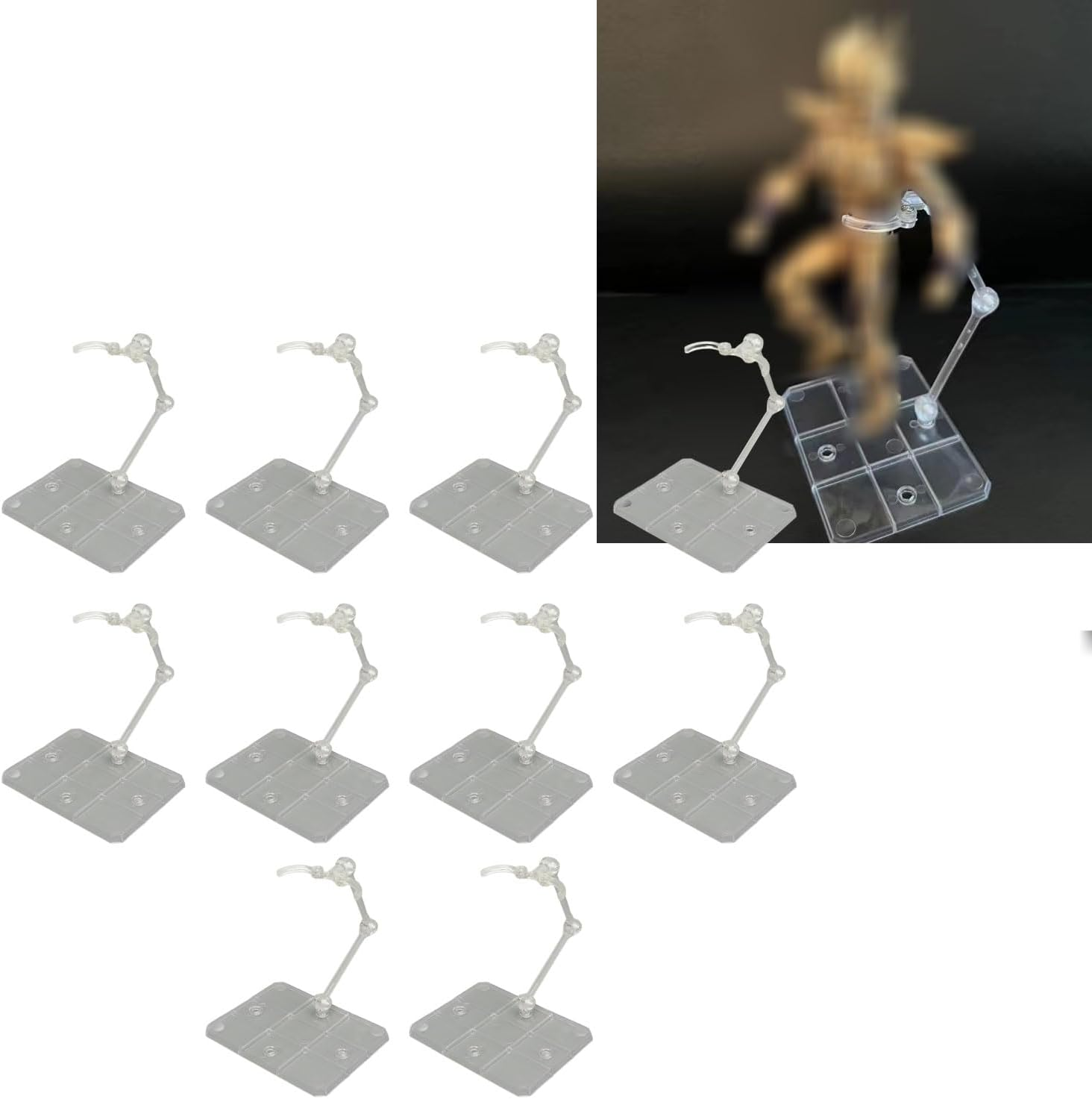 Anime Figure Stand, Acrylic Figure Display Stand, 10 Sets Wide Compatibility Transparent Stable Figure Support Holder for 6In Models image number 1