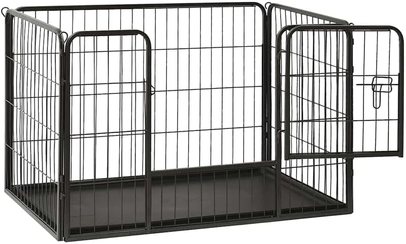 Puppy Playpen Steel 91.5X59X61Cm Pet Exercise Pen Dog Fence Indoor Outdoor