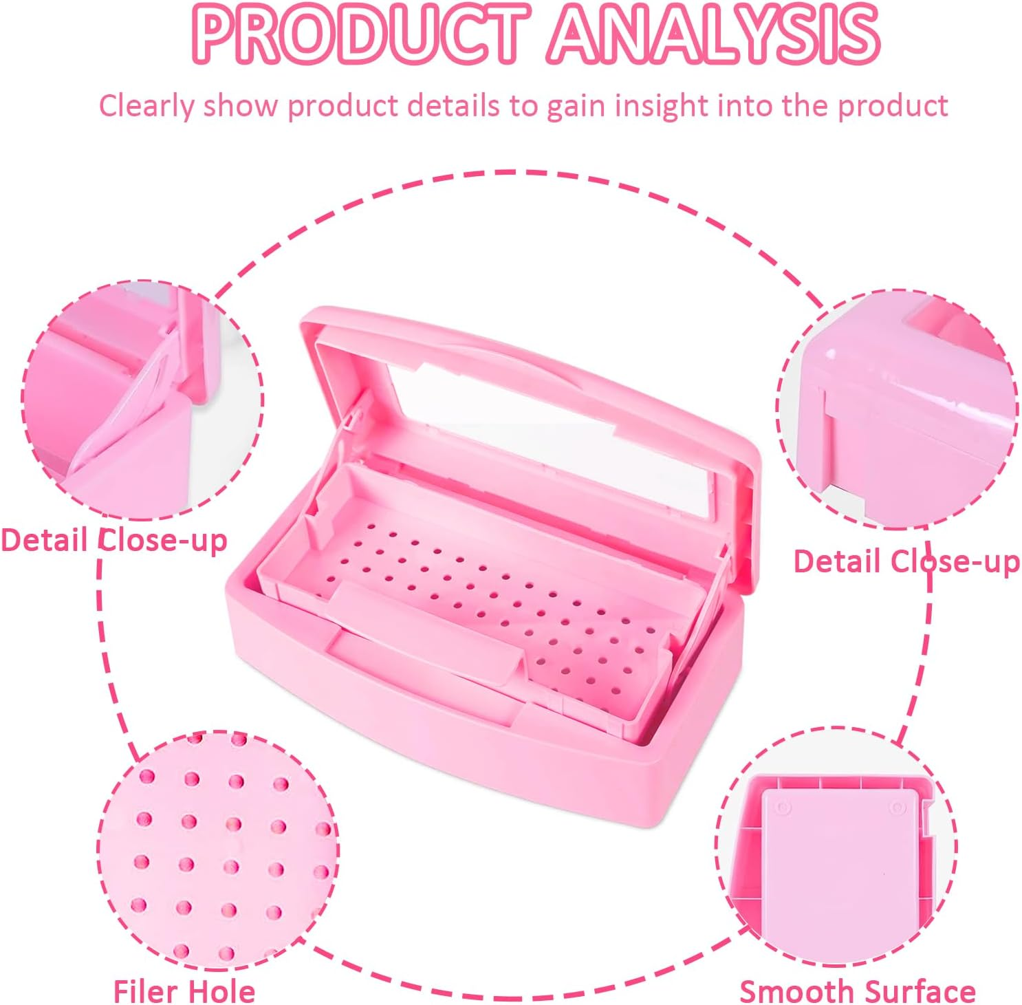 Sterilizer for Nail Tools, Sterilization Tray for Tweezers, Nail Supplies, Hair Salon, Nail Tech Must Haves, Pink - Black image number 6