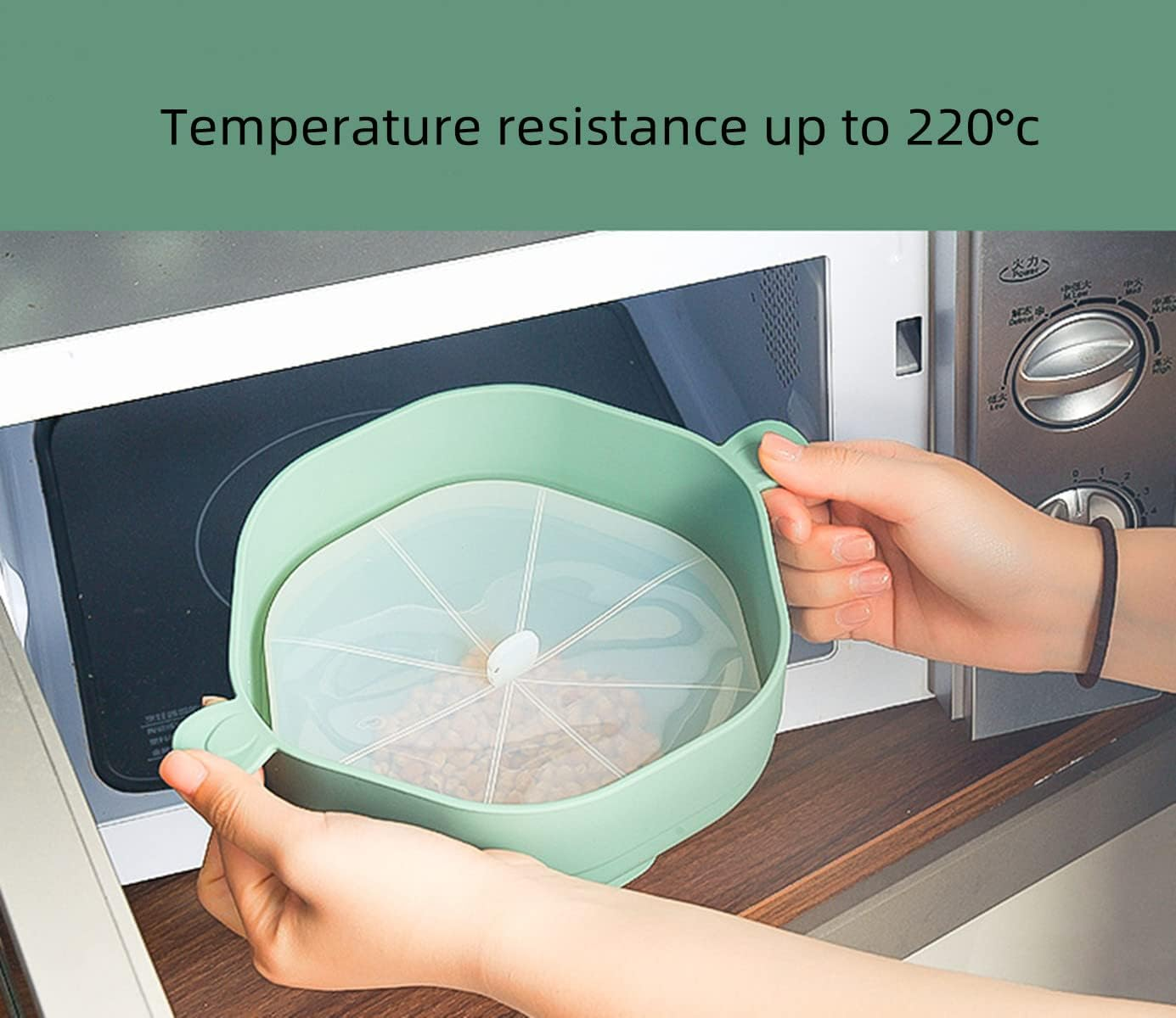 DDMMQS Silicone Popcorn Bowl Collapsible Popcorn Bowl with Handle Popcorn Maker BPA Free, Multipurpose Silicone Bowl Dishwasher Safe (Cyan) - Yellow image number 4