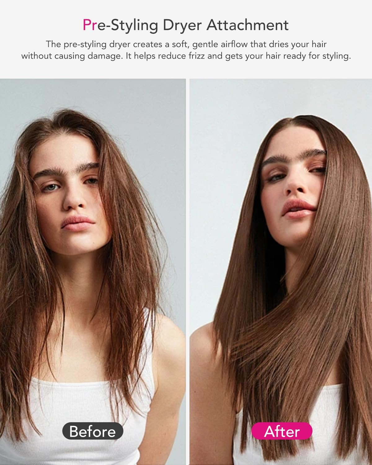 Pre-Styling Dryer Nozzle for Dyson Airwrap HS01/HS05 &ndash; Fast Drying Attachment, Nickel/Fuchsia (Part 969759-01) image number 5