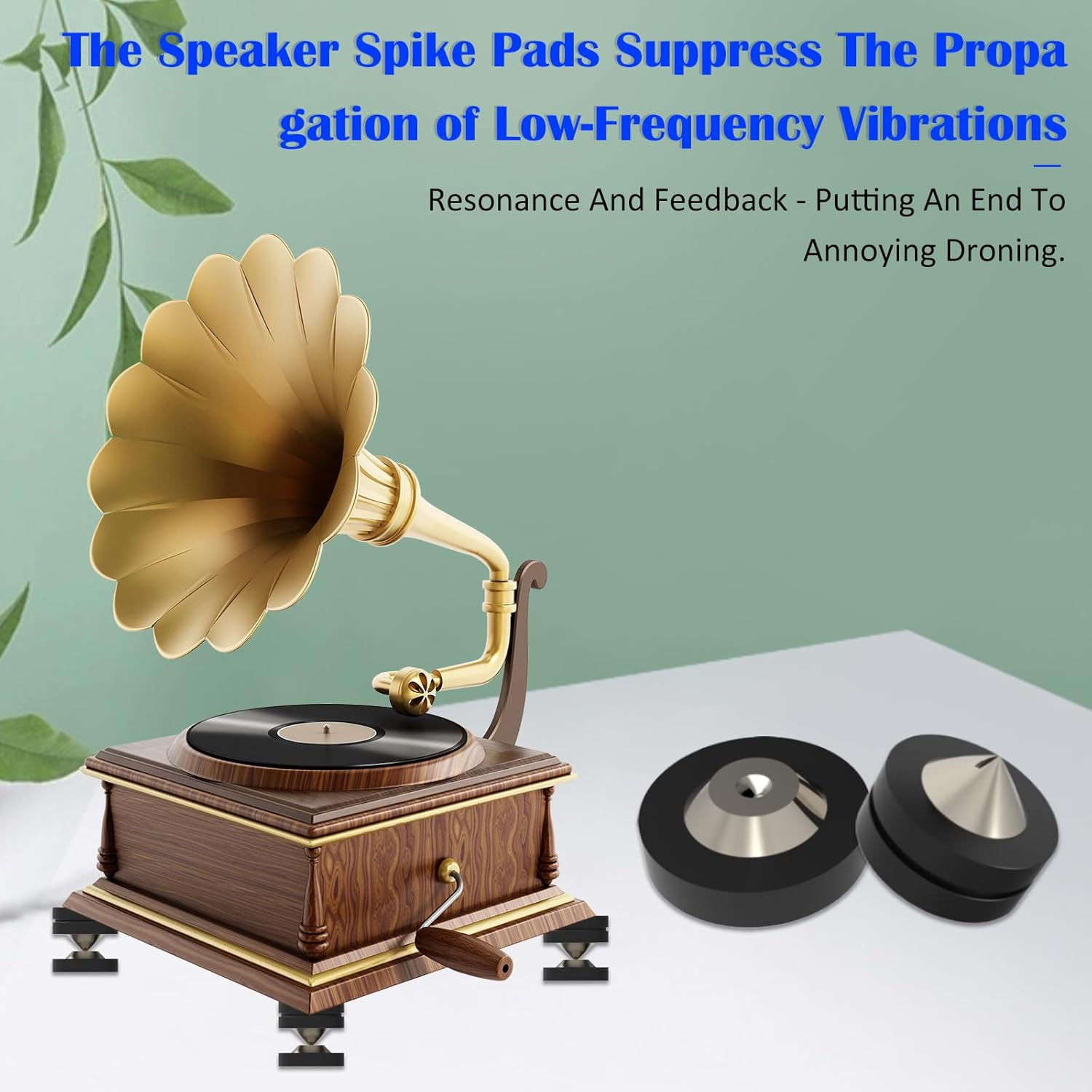 Monosaudio Hifi Speaker Isolation Feet 39X39Mm Speaker Spikes Pads Subwoofer Spikes Amplifier Feet for Audio,Speakers,Subwoofers, Home Theater,Turntable,Dac/Dvd Player(4 Sets, Black) image number 1