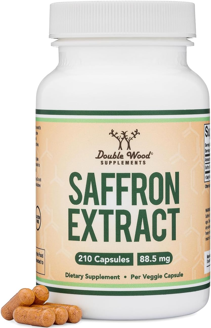 Double Wood Supplements Saffron Supplement - Saffron Extract 88.5Mg Capsules (210 Count) for Eyes, Retina, and Lens Health (Appetite Suppressant for Healthy Weight Management) By