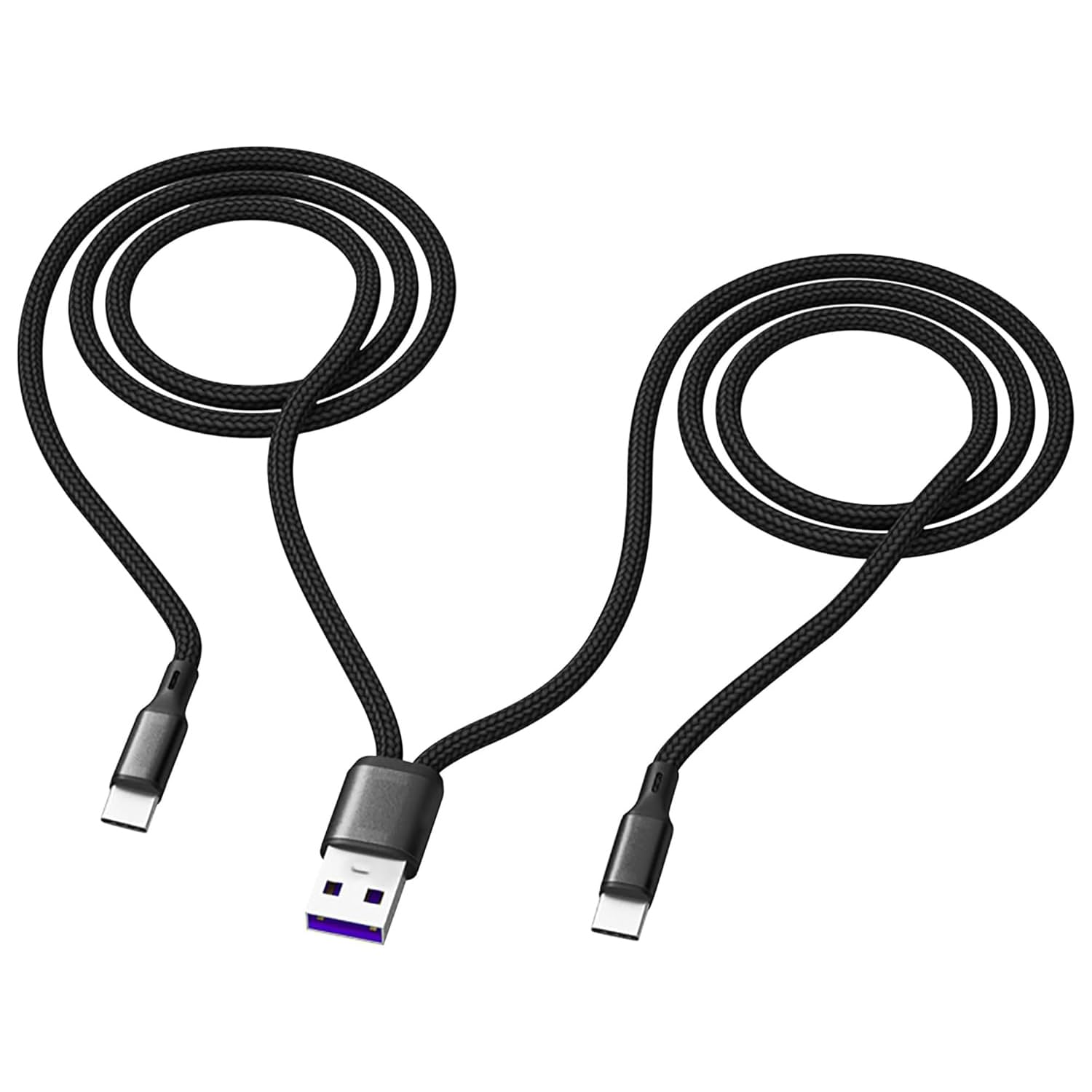 2 in 1 Fast Charging USB Car Cable，1M 3A Dual Splitter Nylon Braided USB a Charge,Usb a to Double USB C Mfi Certified Cord Compatible with Iphone 16/15/Pro/Plus/Max and More-Black image number 3