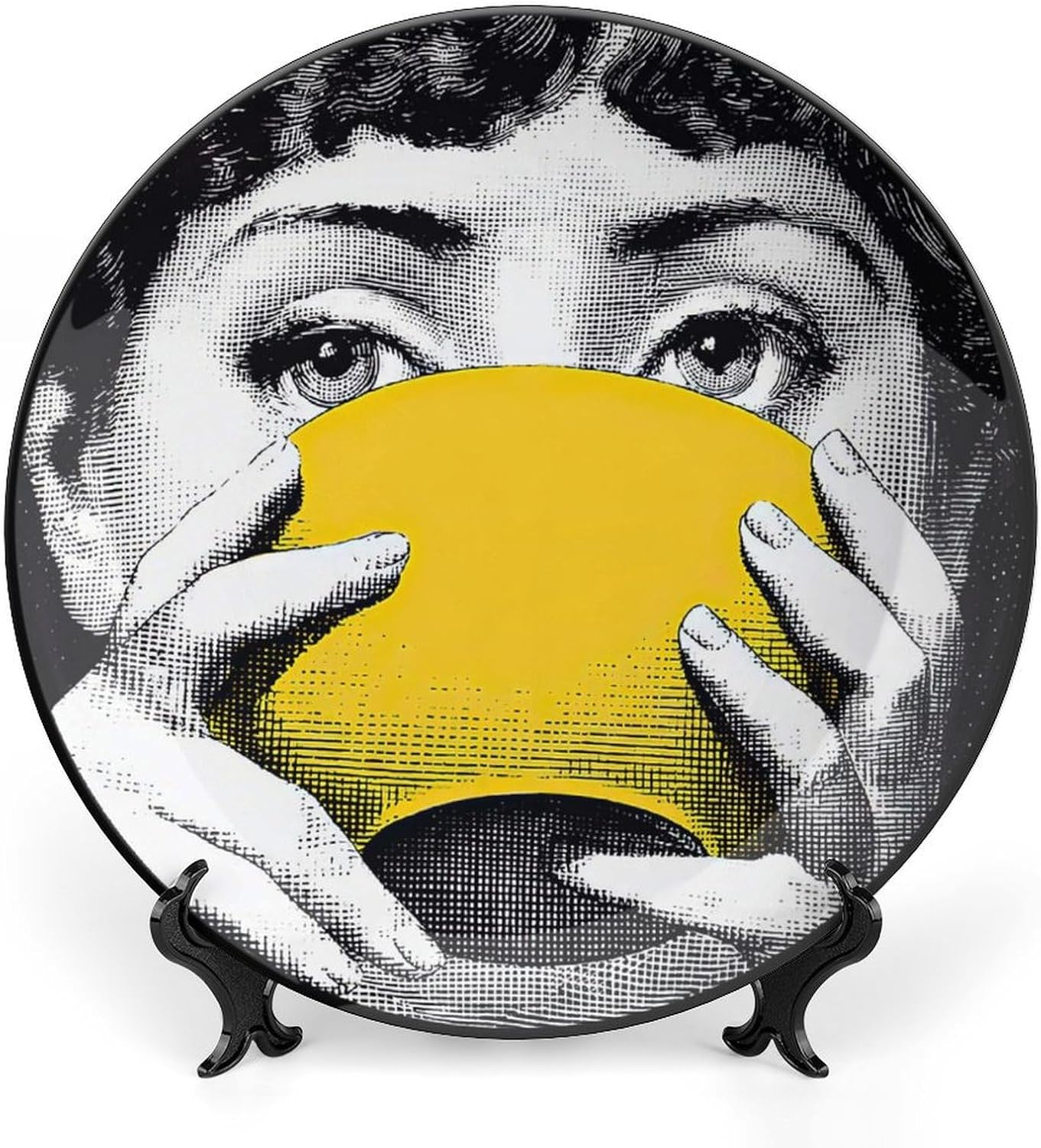 Lina Cavalieri Plate, Wall Decorative Plate, Mysterious Face Plate Wall Hanging Decoration,Including Bracket and Special Spring Hook, 8 Inch, S7