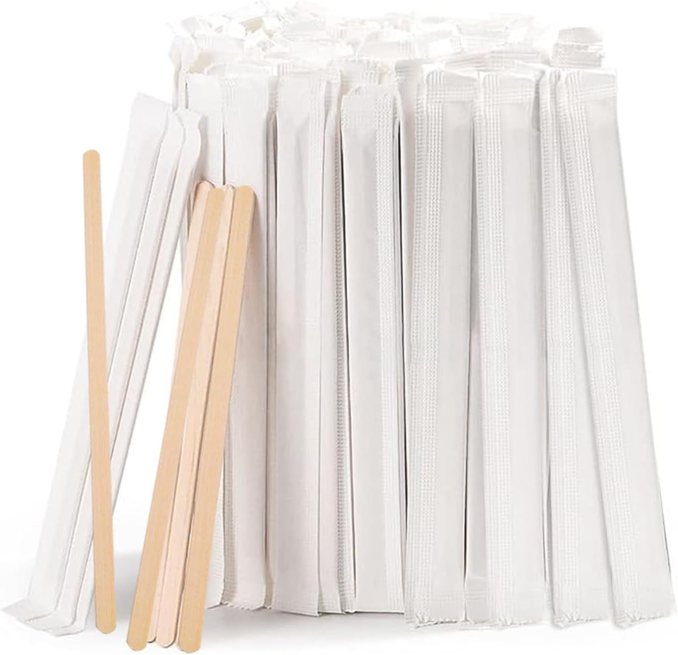 Lxcshljx 200Pcs Individually Wrapped Coffee Stirring Sticks, 5.5 Inch Disposable Bamboo Beverage Mixing Rod, round End Hot Drinks Stirrers Paddles, Stir Sticks for Cocktail Tea Coffee Honey Milk Paint