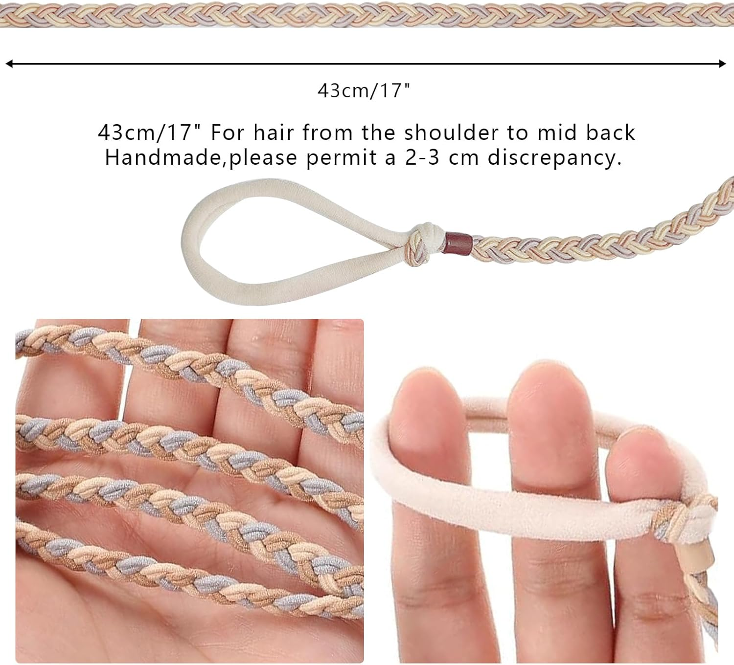 4 Pcs 25" Spiral Braided Hair Ties for Sports,No Damage,Riptie Hair Bands for Gym, Yoga,Beach Activities,Non-Slip Elastic Ponytail Holders for Women Girls,(Mix Color) (41) image number 2