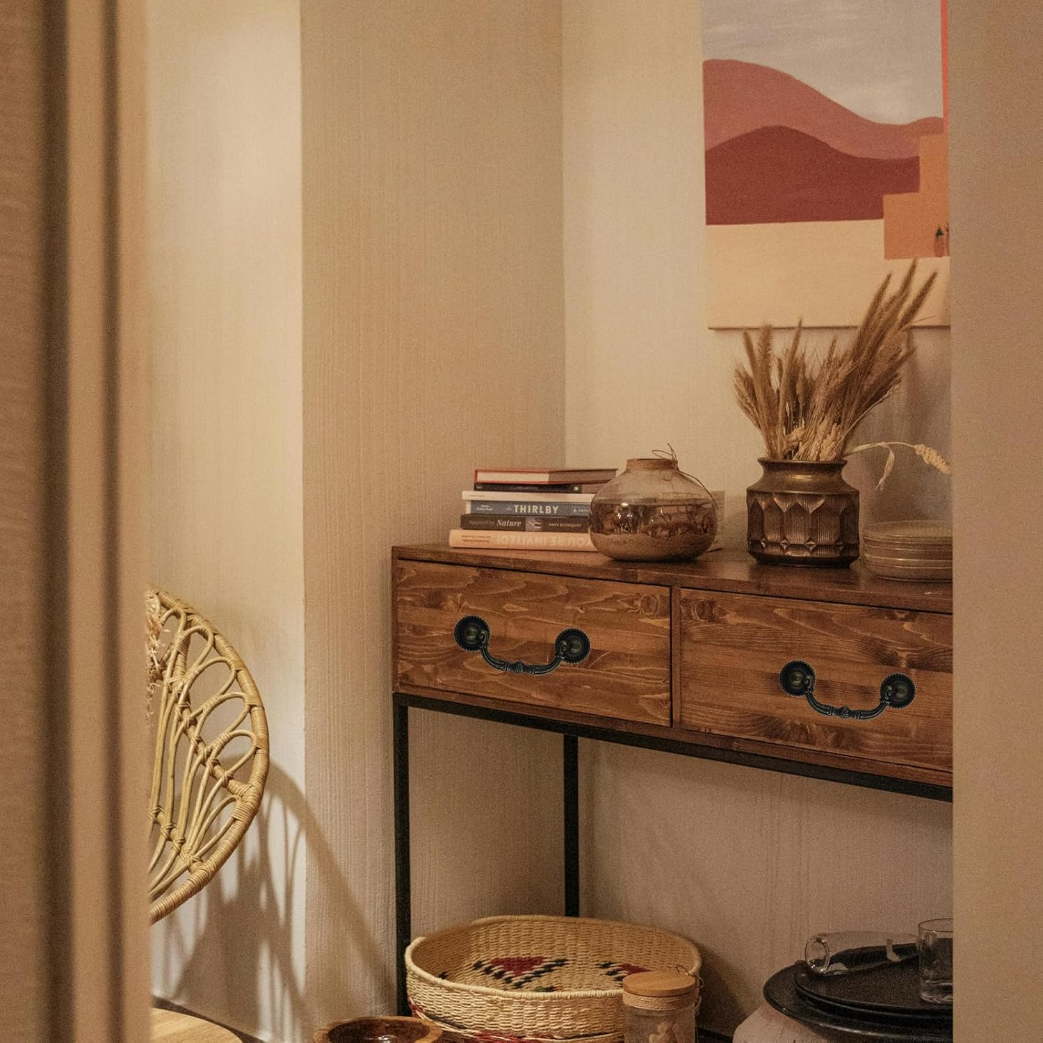 BDS-HOME 2Pack 3'' Hole Center Bronze Vintage Pulls Handles Antique Decorative Drawer Knobs Pulls for Cabinet Hardware, Dresser, Cupboard, Wardrobe image number 1