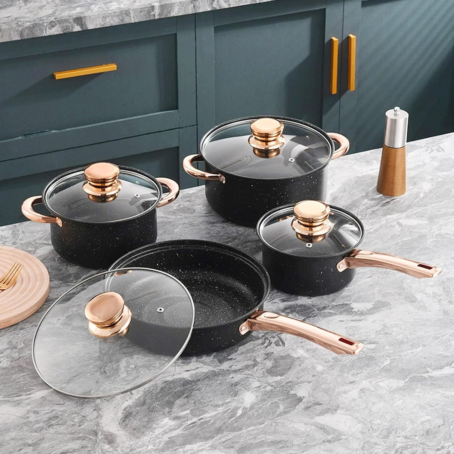 Pots and Pans Set Nonstick, 12 Piece Cookware Sets, Medical Stone Induction Cookware, Non Stick Kitchen Cooking Set for All Stove Tops (PFAS, PFOS, PFOA Free) image number 3