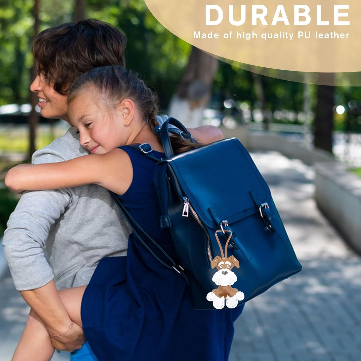 Leather Pet Bag Charm, Dog Backpack Charm, Dog Shape Trailer for Bag | Creative Accessory Puppy Pu Leather Wallet Bag Bag Smart Compound Bag Pendant image number 6