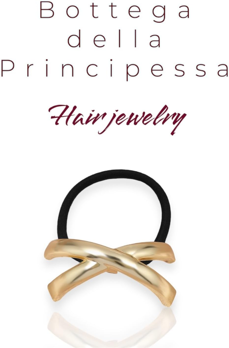 Bottega Della Principessa - Metal Hair Scrunchie Gold, Hair Accessories for Women Gold, Hair Bobbles with Golden Metal Plate, Pack of 3 image number 2