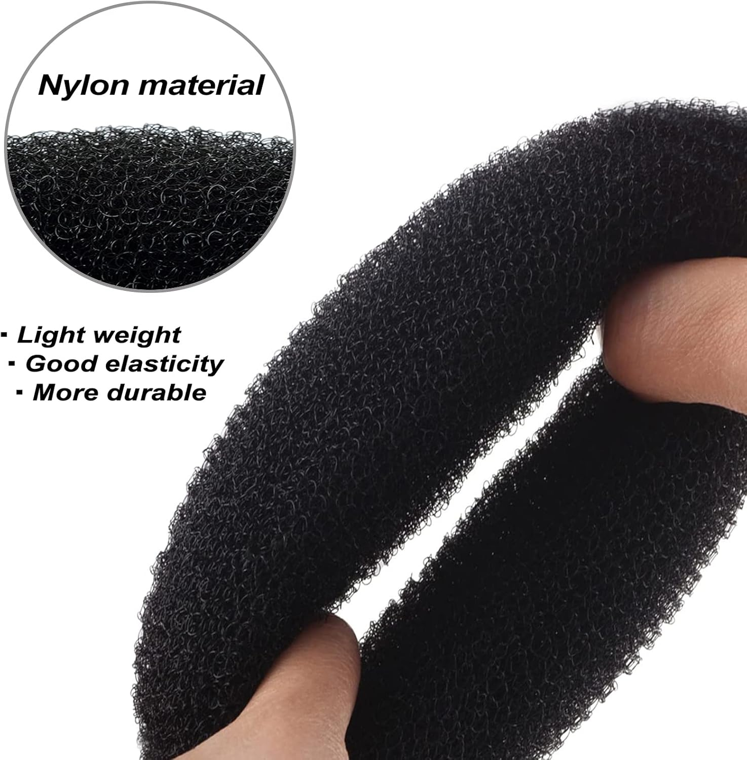 Srup Pack of 4 Bun Cushions, Large Doughnut Hair Bun Maker Set, Updo Accessories, Hair Doughnut Maker Set, Beige Hair Bun Donut, Doughnut Hair Updo Accessories (Black, Brown, Creamy White) image number 1