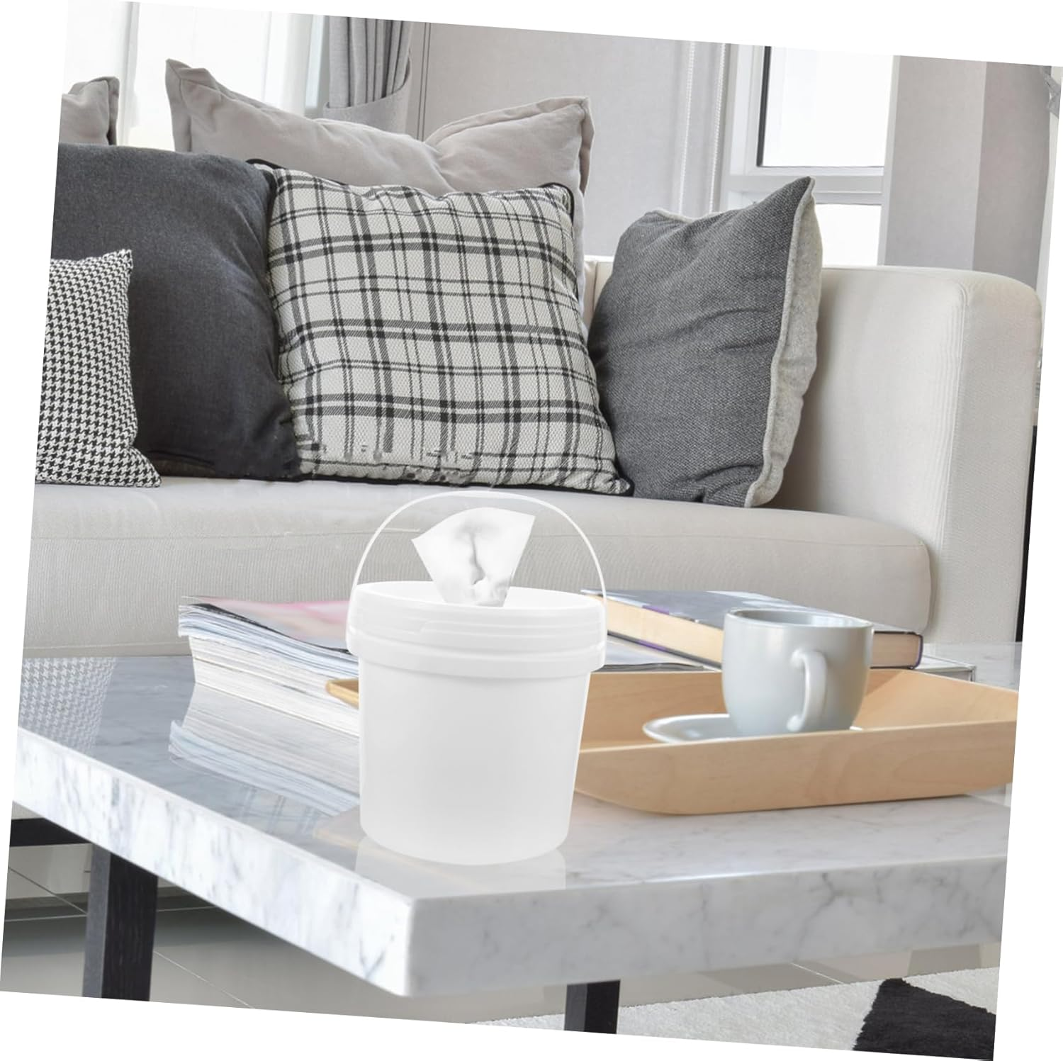 Portable Wipes Bucket Tissue Box Holder for Bathroom Diaper Wipe Dispenser image number 2