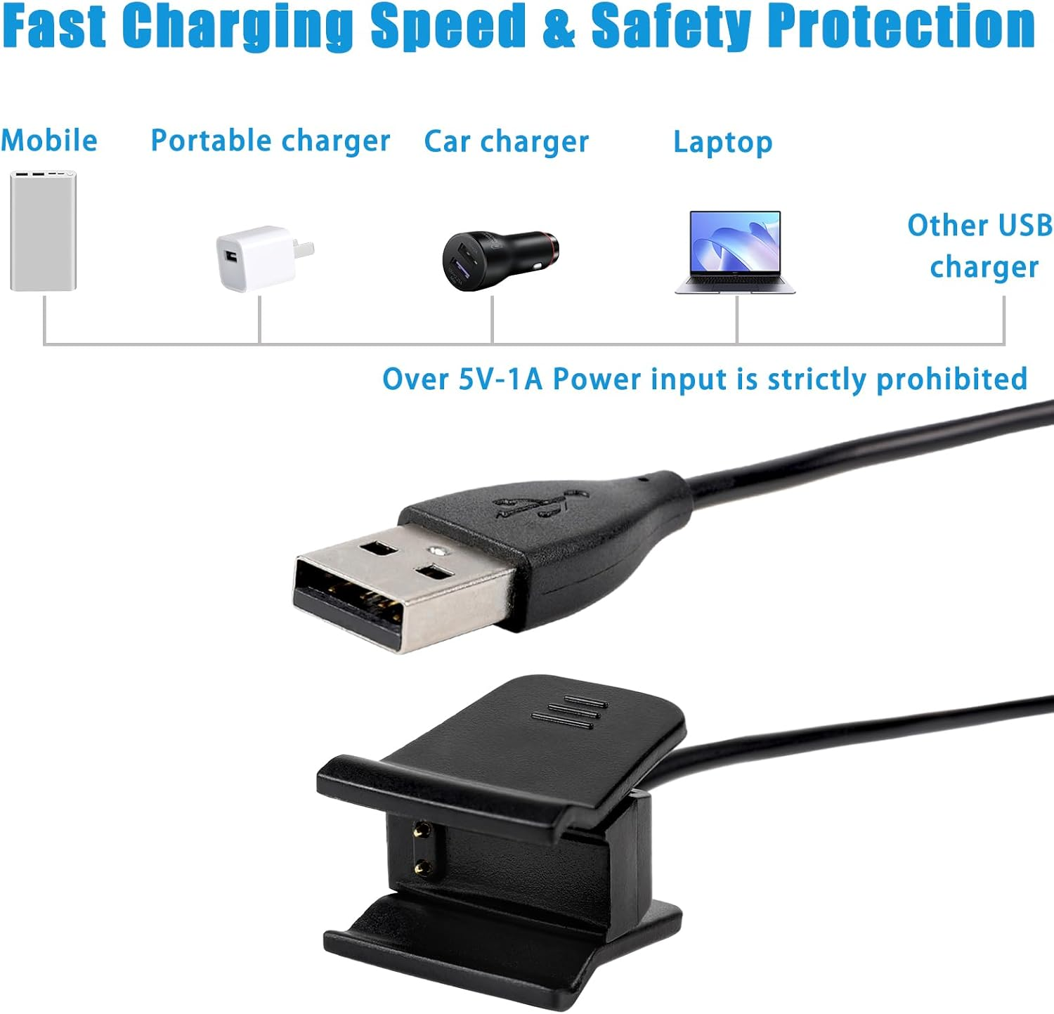 55CM Long Charger for Fitbit Alta HR Charger, Cord USB Charging Cable Dock for Fitbit Fitbit Alta HR Smart Fitness Watch image number 2