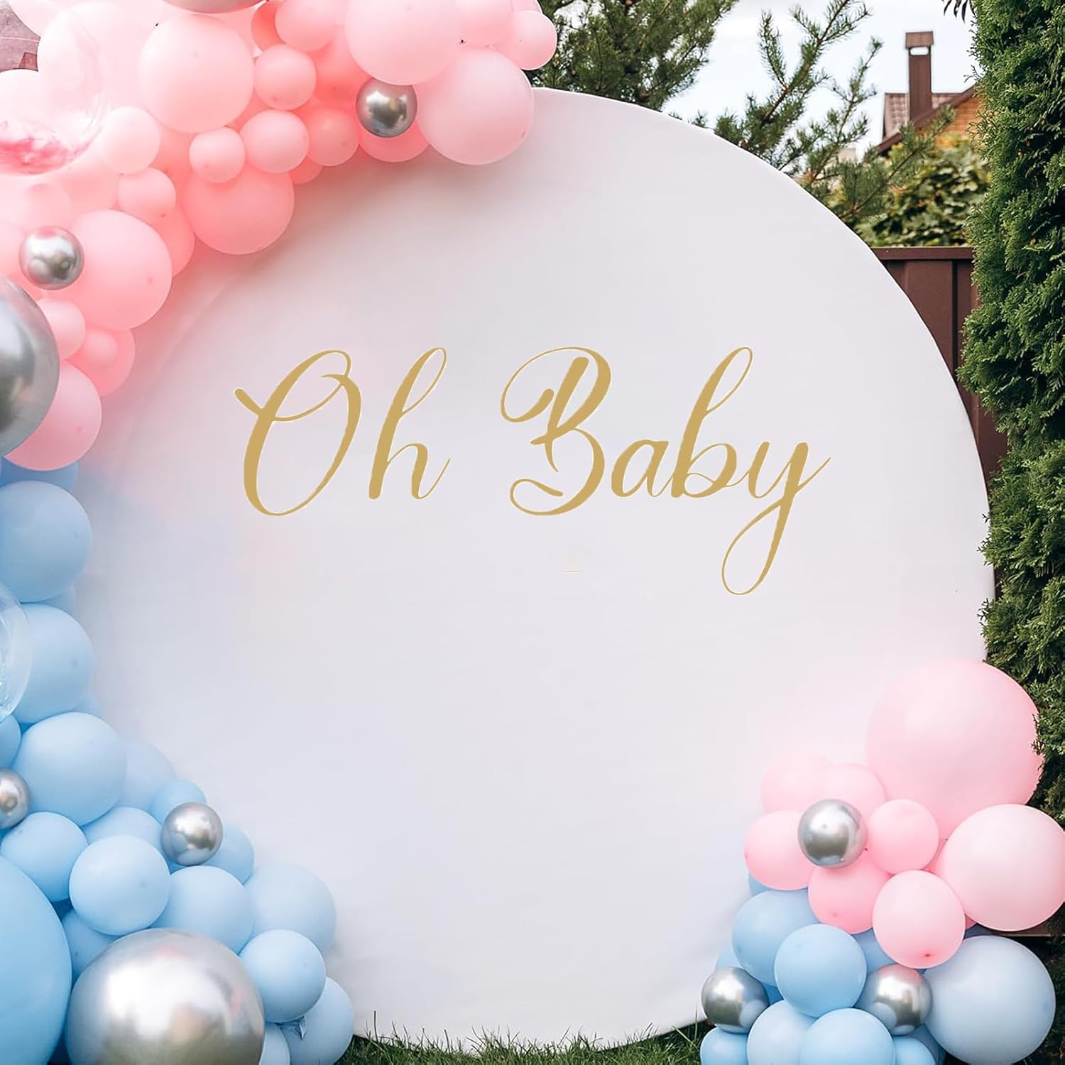 Oh Baby Sign for Backdrop, Baby Shower Party Wall Decal Sign, Oh Baby Wall Decal for Gender Reveal Party Decor, Oh Baby Wall Sticker for Arch Decor, Adorable Baby Banner for Backdrop Party Suppl. image number 3