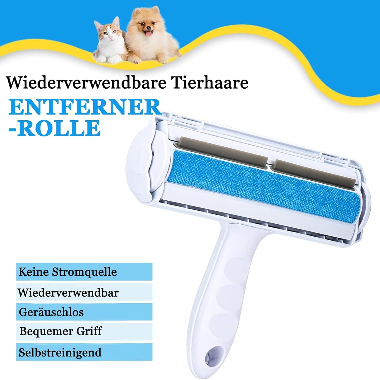 Heeyoo Lint Roller for Pet Hair, Pet Hair Remover for Pet Hair and Cat Hair, Reusable for Sofa, Bed, Carpet, Scratching Post image number 1