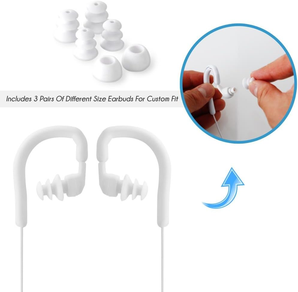Pyle Waterproof Headphones for Swimming Are Ip7-Rated Wired Earbuds, Perfect for Sports like Swimming, Running, and Workouts. They Include Three Earbud Sizes for Comfort, Flexibility, and Secure Fit image number 2