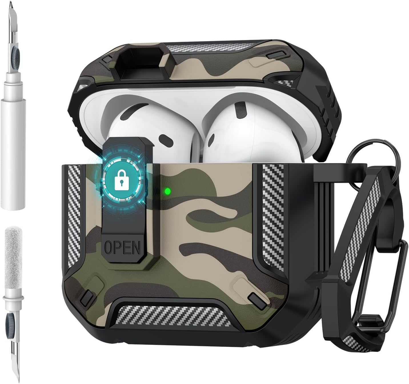 Leonids for Airpods 4 Case with Secure Lock Lid & Cleaner Kit, Hard Full Body Protective Case Cover for Airpods 4Th Gen (Camouflage Green)