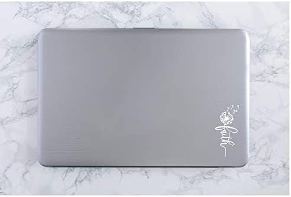 Faith Dandelion Coffee Vinyl Decal | White | Made in USA by Foxtail Decals | for Car Windows, Tablets, Laptops, Water Bottles, Etc. | 2.1 X 4.5 Inch image number 1