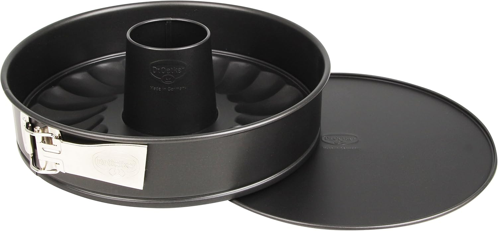 Dr. Oetker Springform Tin with Flat and Tube Base, Diameter 28 Cm, Steel Cake Tin with Non-Stick Coating, Baking Mould Made of Refined Black Sheet, Quantity: 1 image number 5
