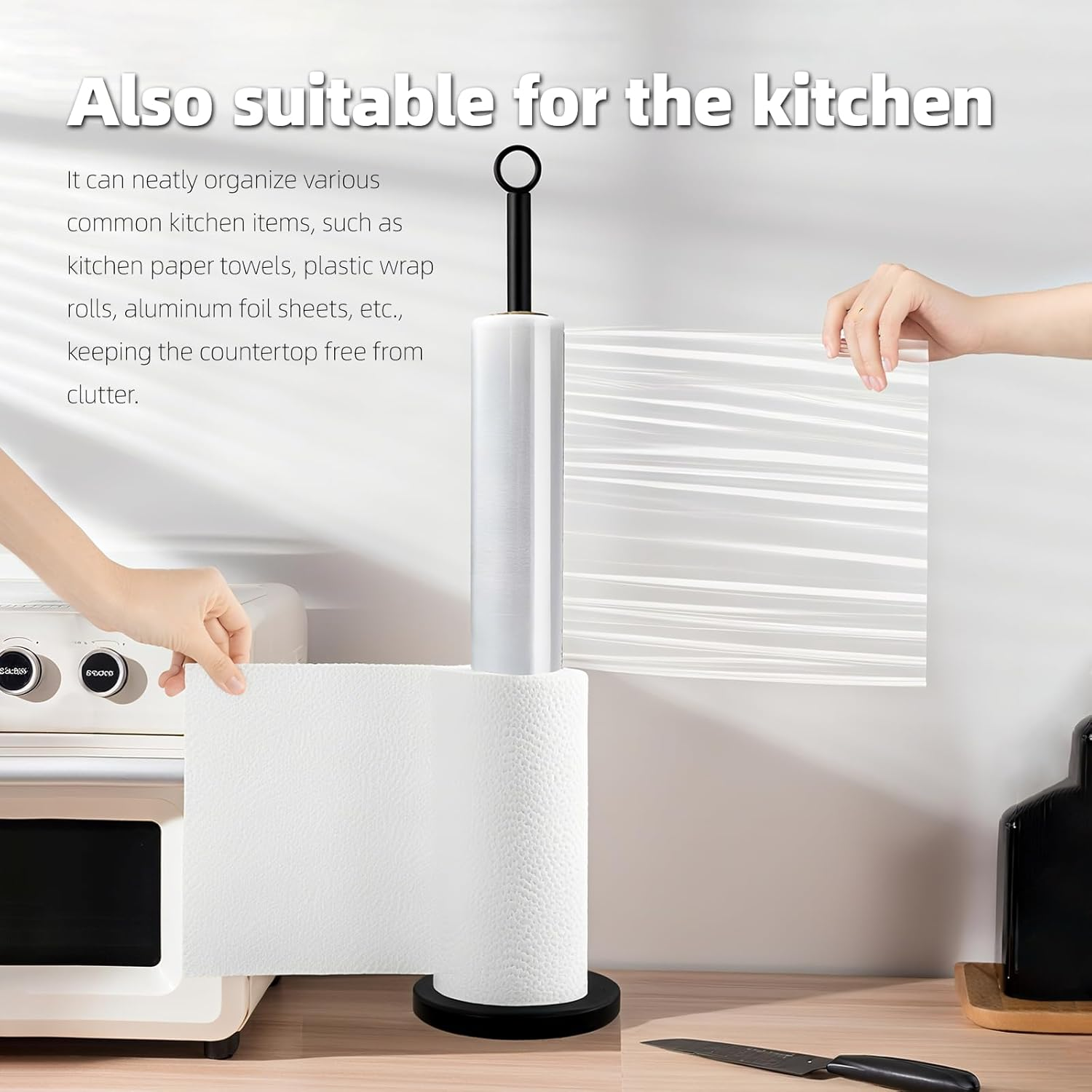 Toilet Paper Holder Stand with Reserve Stainless Steel Paper Roll Holder Stand for Bathroom, Kitchen Free-Standing Toilet Paper Holder with Storage Function image number 5