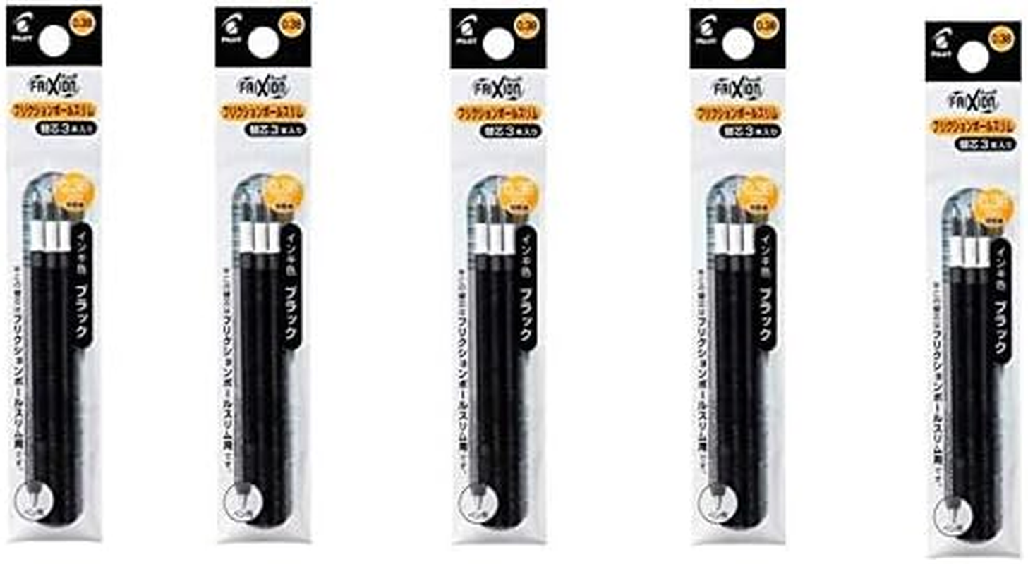 [5 Packs Set!!]Pilot Frixion Ball Slim Gel Ink Pen Refill - 0.38Mm - Black 3 Inks Included Each LFBTRF30UF-3B from Japan image number 1