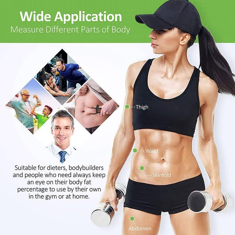 Body Fat Measurement Testing Caliper Skinfold Skin Fold Gym Weight Loss Test, ABS Material, 0-70Mm Range, 6.5X4.3X0.2 In, Ideal for Gym and Weight Loss Monitoring - Black image number 3