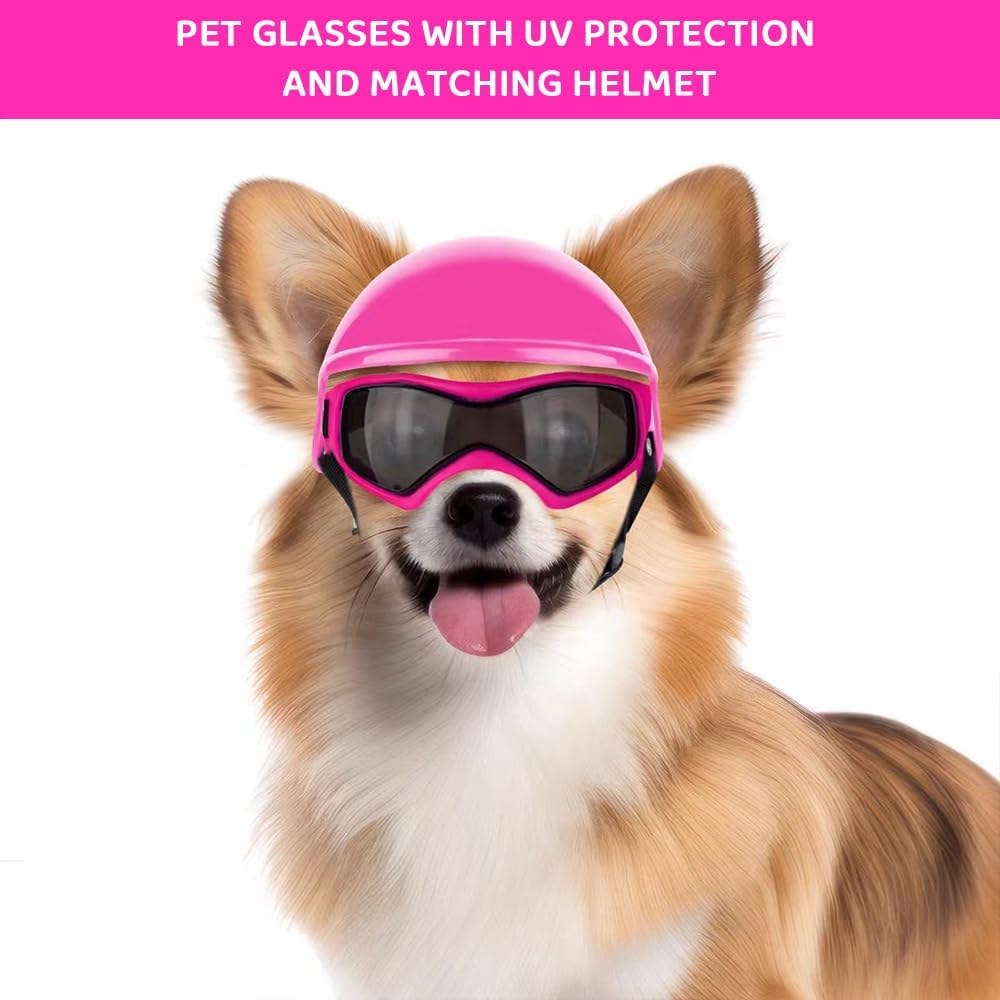 2 Pack Dog Helmet &ndash; Adjustable Pet Motorcycle Helmet with Ear Holes for Small, Medium, Large Dogs &ndash; Windproof, Anti-Dust, Durable Dog Hat for Outdoor Riding image number 4