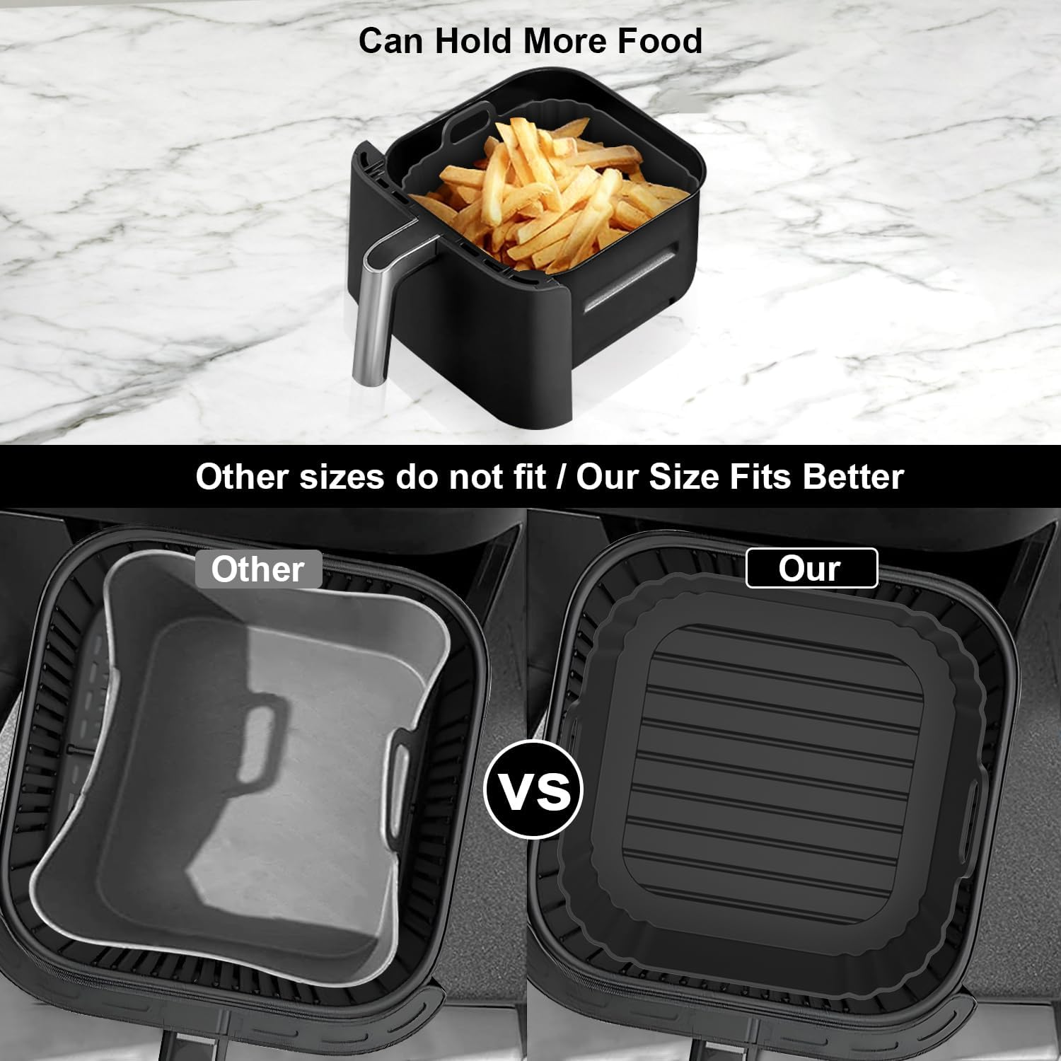 8.5 Inch Square Silicone Air Fryer Liners 2 Pack for Instant Pot Vortex Plus, Healthy Choice, Ninja AF181 Pro XL, Philips 2000 Series NA230/00, HD9270/21 for 4.7L 5.7L 6.2L 6.5L Reusable Basket Trays