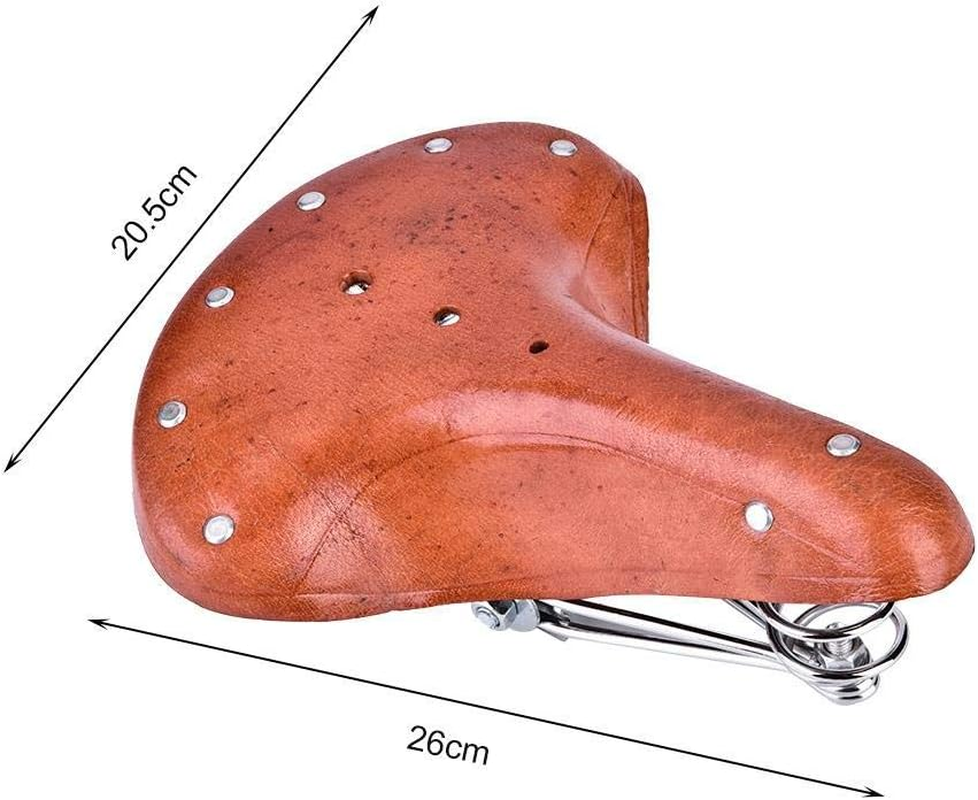 Retro Bicycle Saddle Vintage Mountain Bike Road Bike Saddles Bicycle Seat Made of PU Leather Comfortable Trekking Bike Seat 26 X 21.6 X 10 Cm image number 2