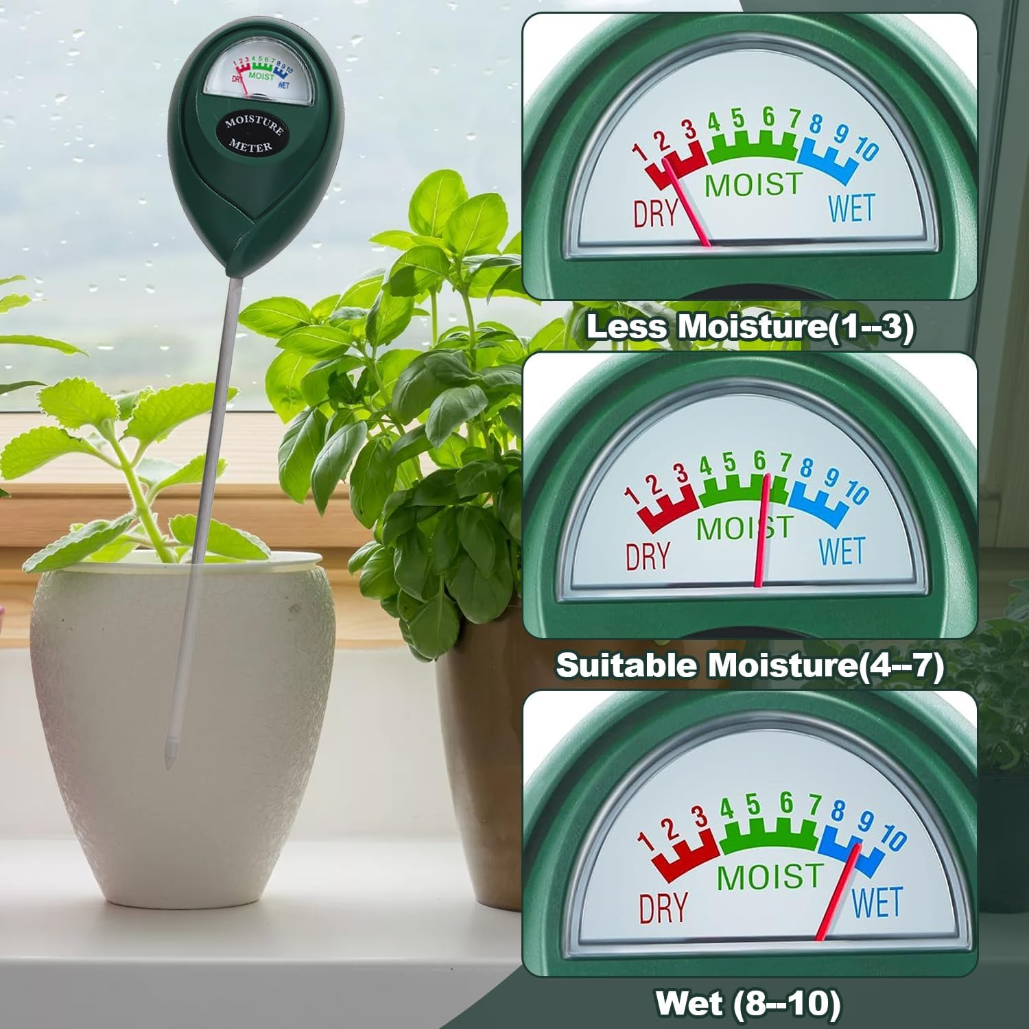 Grometer for Gardening,2 PCS Soil Moisture Meter for House Plants, Soil Moisture Sensor Meter Water Monitor,Soil Tester Test Kit Soil, No Battery Required image number 1