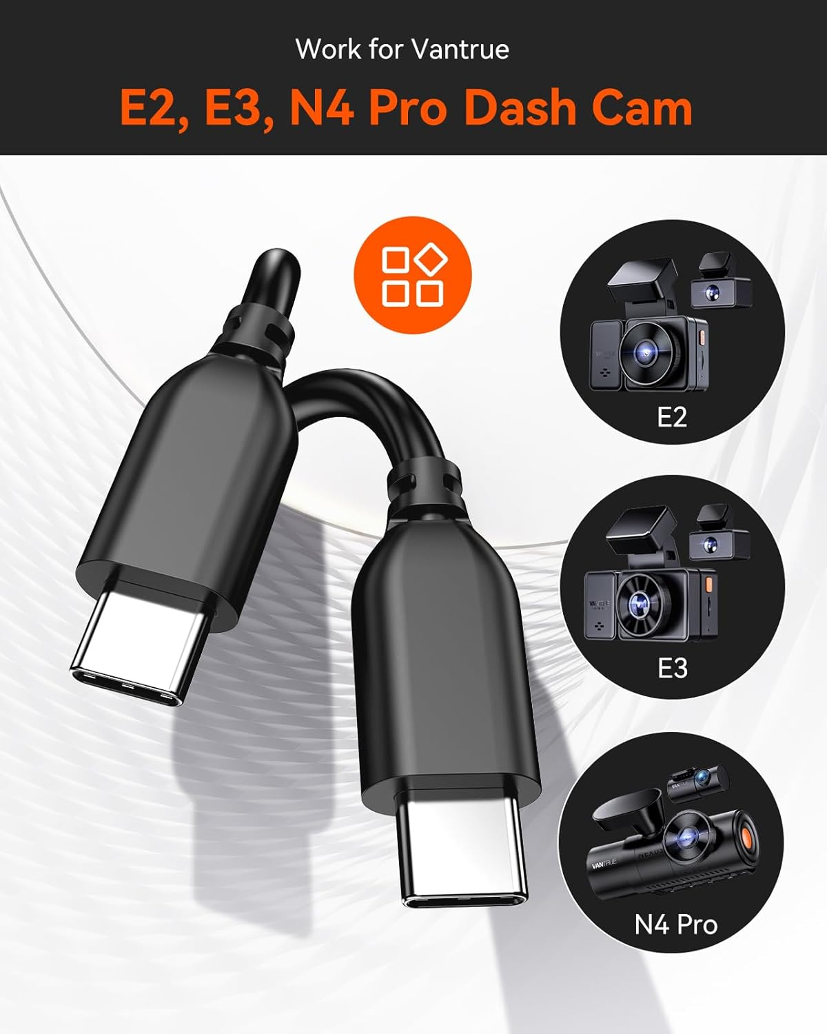 VANTRUE 9M Rear Camera Extensive Cable for N4 Pro, E2, E3 Dash Cam, Fit for SUV, Pickup, Trucks, Minivan, Sedans, Trailers
