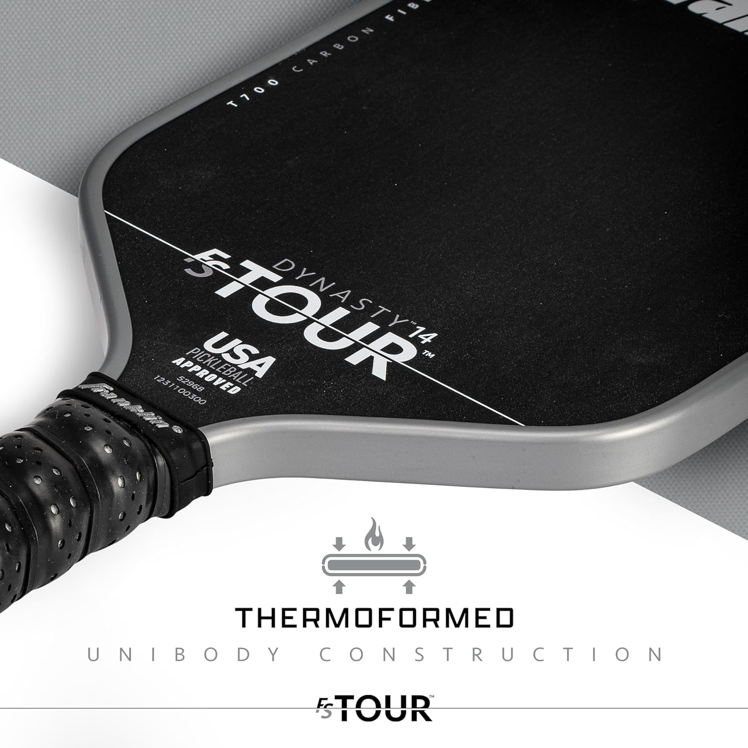 Franklin Sports Pro Pickleball Paddles - FS Tour Series Raw Carbon Fiber T700 - USA Pickleball Approved - Unibody Epoxy Resin Injected Edge - Dynasty + Tempo - 14Mm/16Mm Core - Gray, Blue + Pink image number 6