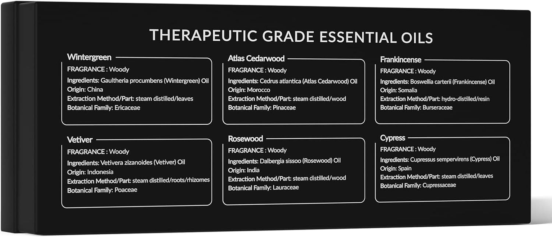 HIQILI Woodsy Essential Oil Set 6X10Ml,100% Pure for Diffuser Aromatherapy, Perfume Making Massage Oil Skin Beauty Care,Cedarwood, Wintergreen, Frankincense, Vetiver, Rosewood, Cypress image number 6